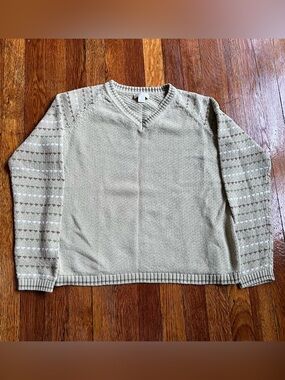 Sage green granola girl knit patterned sweater